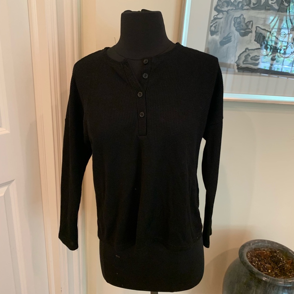 Black knit button down